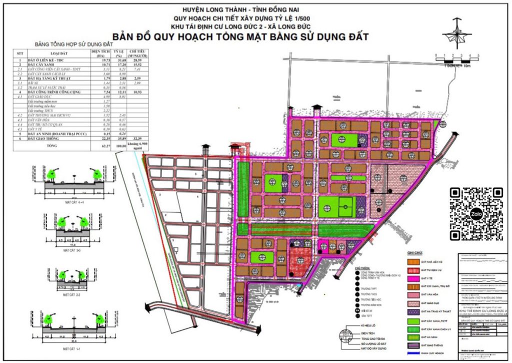 Quy hoạch chi tiết xây dựng tỷ lệ 1/500 dự án tái định cư Long Đức 2